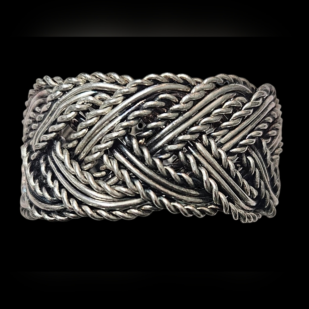 5 Vintage Braided Silver Metal Napkin Rings